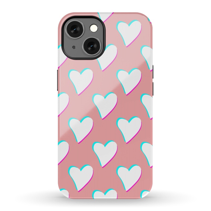 iPhone 13 StrongFit Retro Pink Hearts by Julie Erin Designs