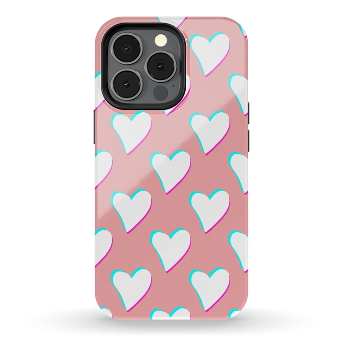 iPhone 13 pro StrongFit Retro Pink Hearts by Julie Erin Designs