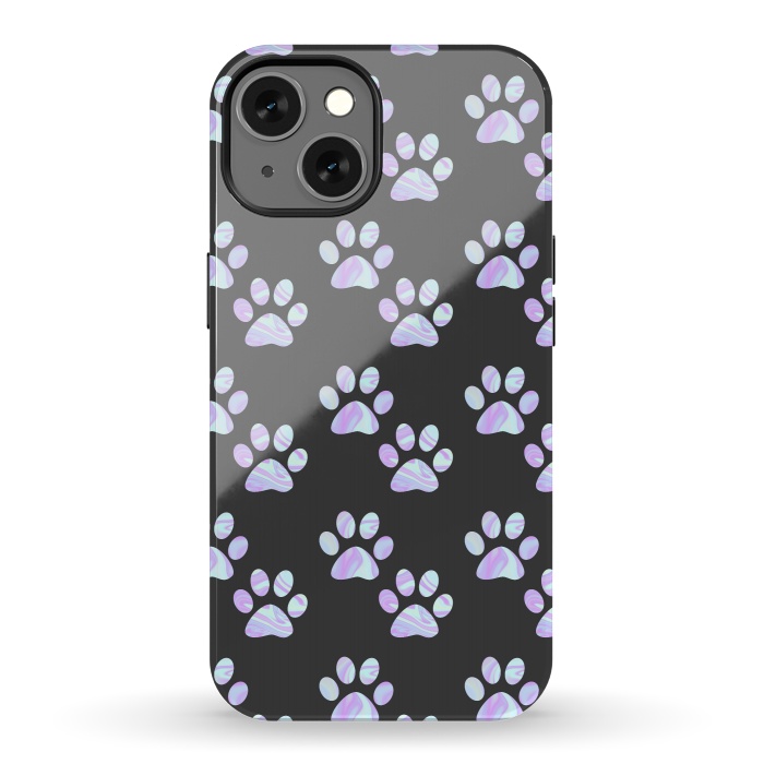 iPhone 13 StrongFit Pastel Paw Prints Pattern by Julie Erin Designs