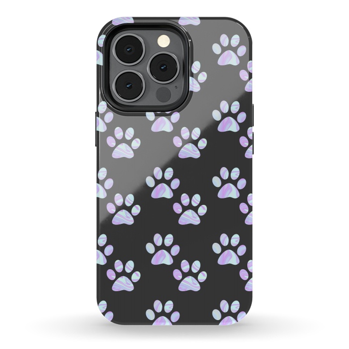 iPhone 13 pro StrongFit Pastel Paw Prints Pattern by Julie Erin Designs