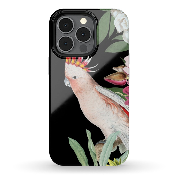 iPhone 13 pro StrongFit Vintage Pink Cockatoo with Tropical Flowers by  Utart