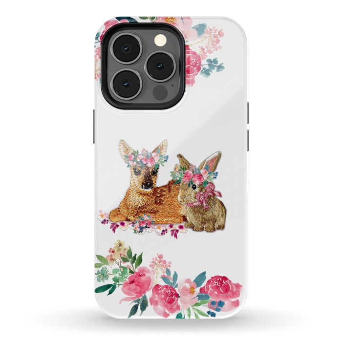 iPhone 13 pro StrongFit Flower Friends Fawn Bunny Basic by Monika Strigel