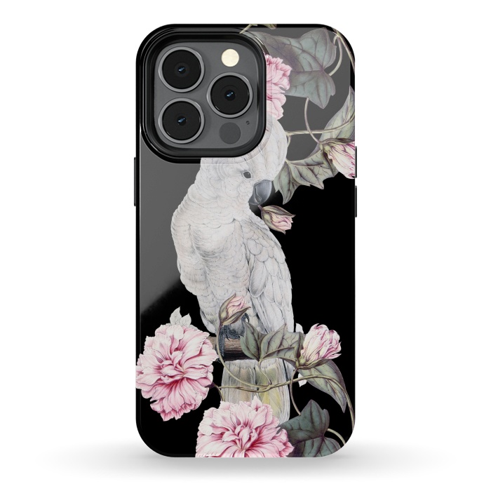iPhone 13 pro StrongFit Nostalgic White Cockatoo With Pink Flowers by  Utart