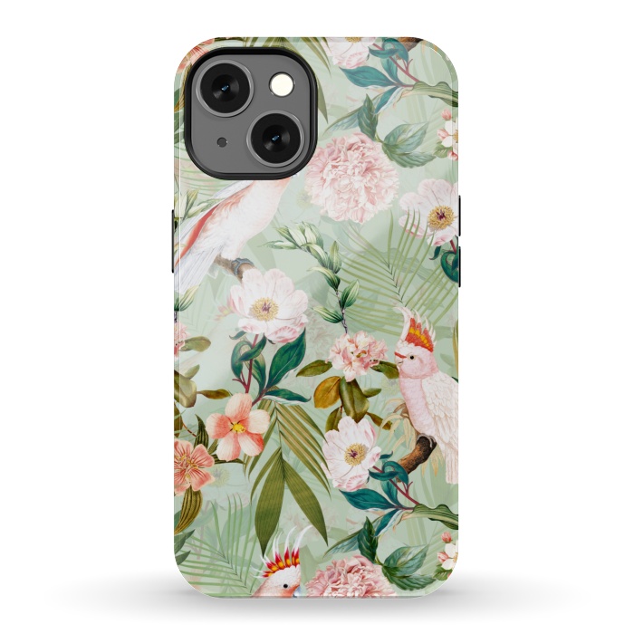 iPhone 13 StrongFit Vintage Cockatoos Flowers Jungle by  Utart