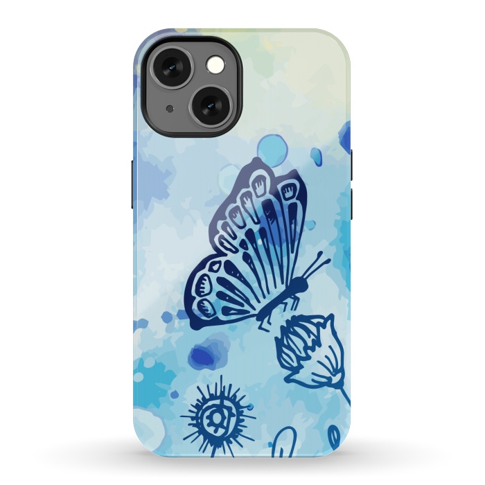 iPhone 13 StrongFit BLUE SHADED BUTTERFLY PATTERN by MALLIKA