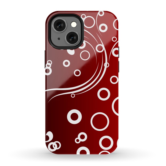 iPhone 13 mini StrongFit White Abstracts on Red by Texnotropio