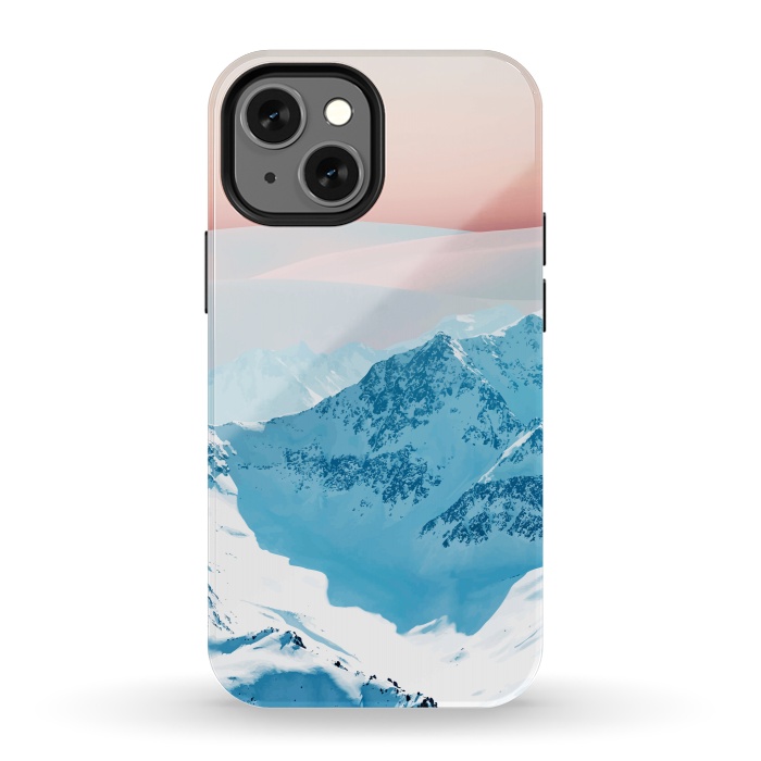 iPhone 13 mini StrongFit Snow & Blush Horizon by Uma Prabhakar Gokhale