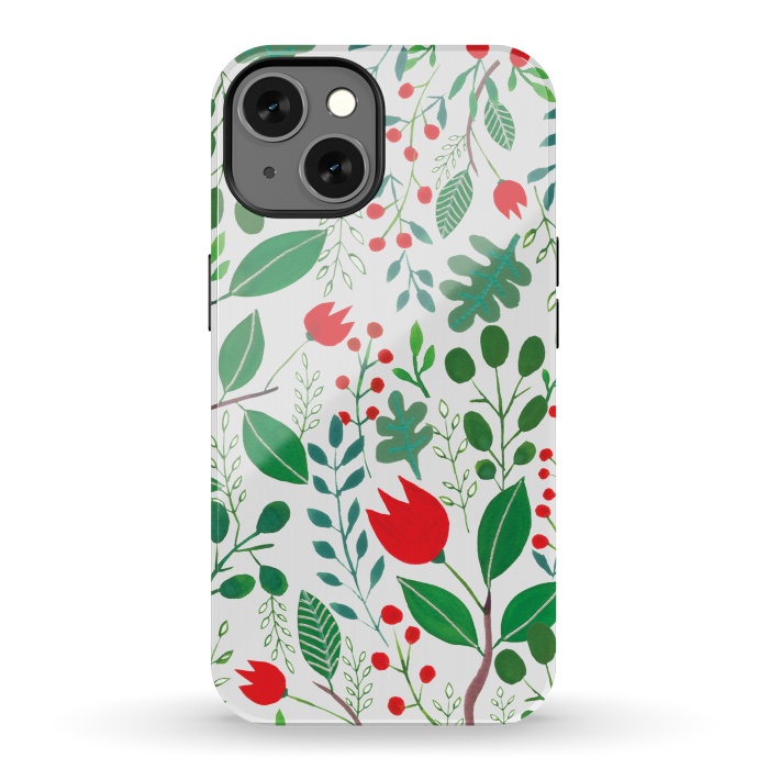 iPhone 13 StrongFit Christmas Floral White by Hanny Agustine