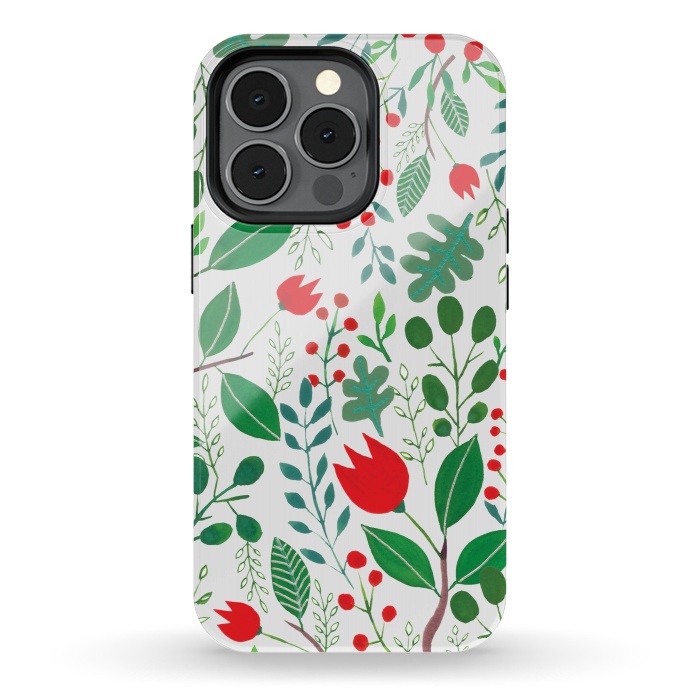 iPhone 13 pro StrongFit Christmas Floral White by Hanny Agustine