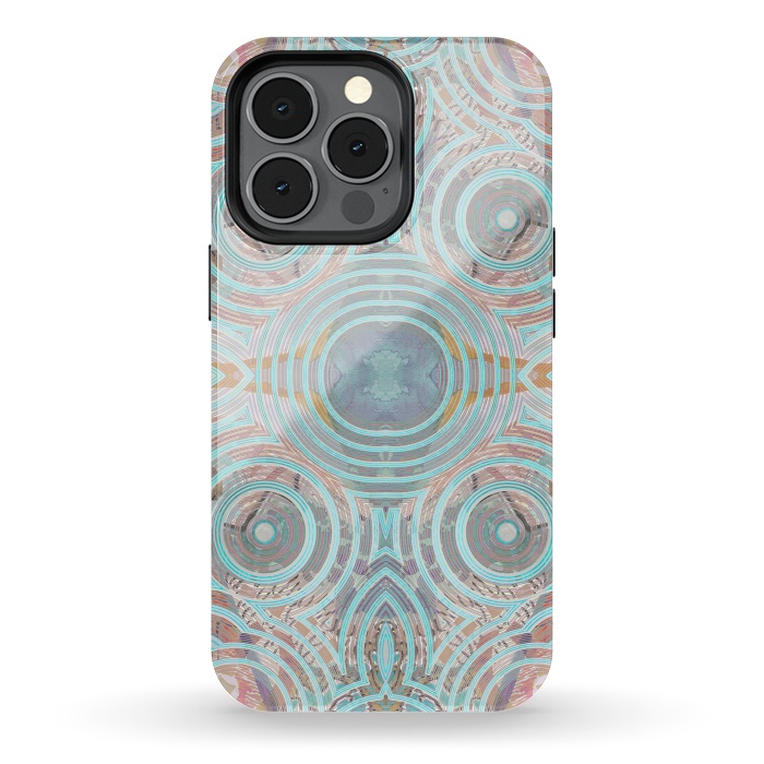 iPhone 13 pro StrongFit Pastel playful African inspired circle sketch pattern by Oana 