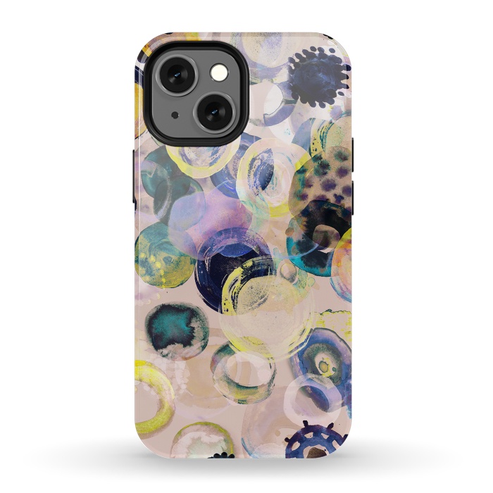 iPhone 13 mini StrongFit Colorful playful watercolour dots by Oana 