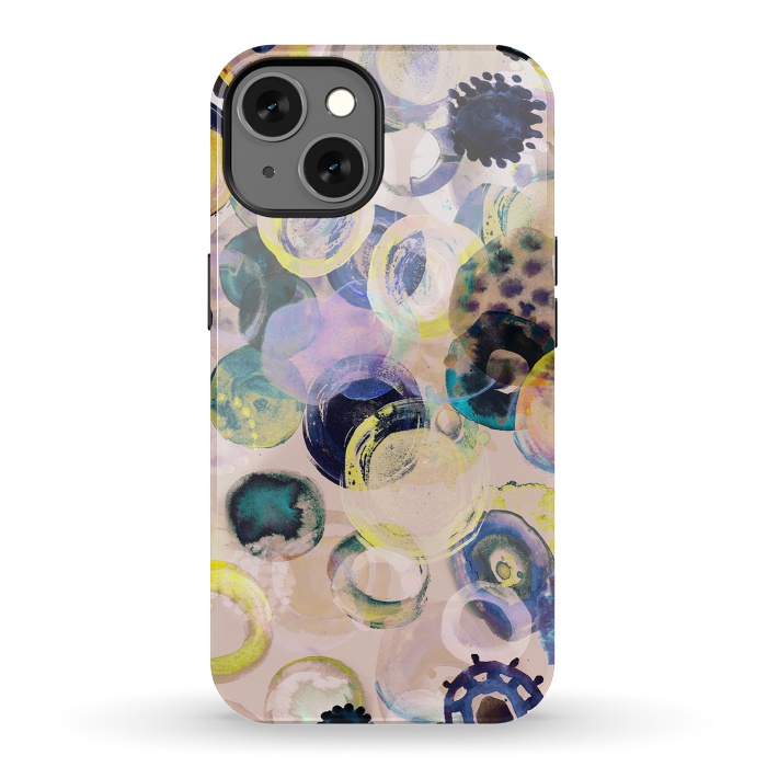iPhone 13 StrongFit Colorful playful watercolour dots by Oana 