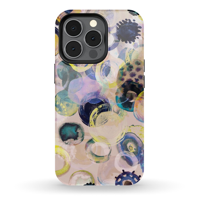 iPhone 13 pro StrongFit Colorful playful watercolour dots by Oana 