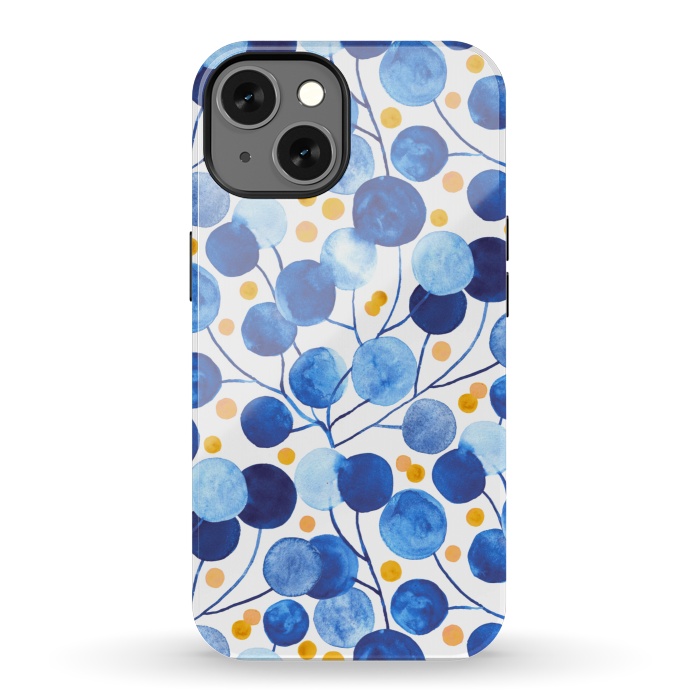 iPhone 13 StrongFit Pompom Plants in Cobalt & Gold by Tigatiga