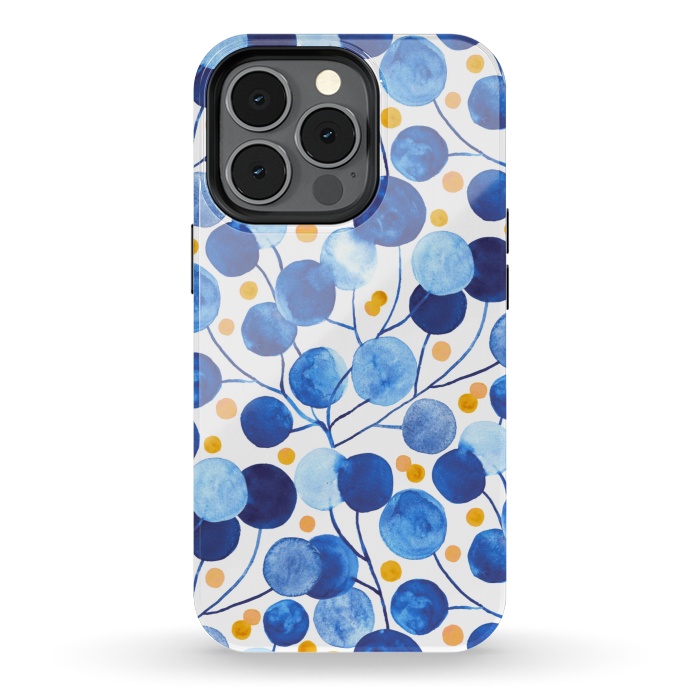 iPhone 13 pro StrongFit Pompom Plants in Cobalt & Gold by Tigatiga