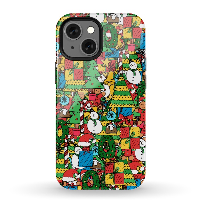 iPhone 13 mini StrongFit Merry Christmas pattern by Steve Wade (Swade)
