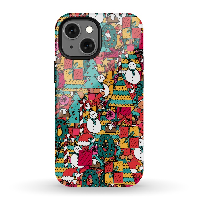 iPhone 13 mini StrongFit Festive Christmas Pattern by Steve Wade (Swade)
