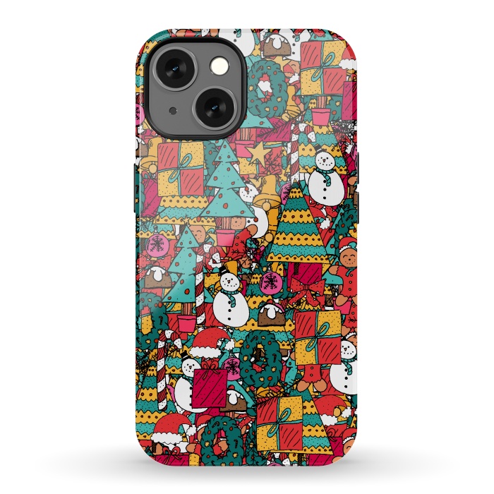 iPhone 13 StrongFit Festive Christmas Pattern by Steve Wade (Swade)