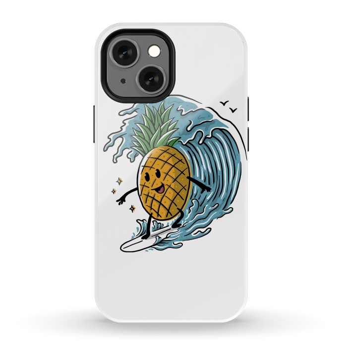 iPhone 13 mini StrongFit Pineapple Surfing by Afif Quilimo