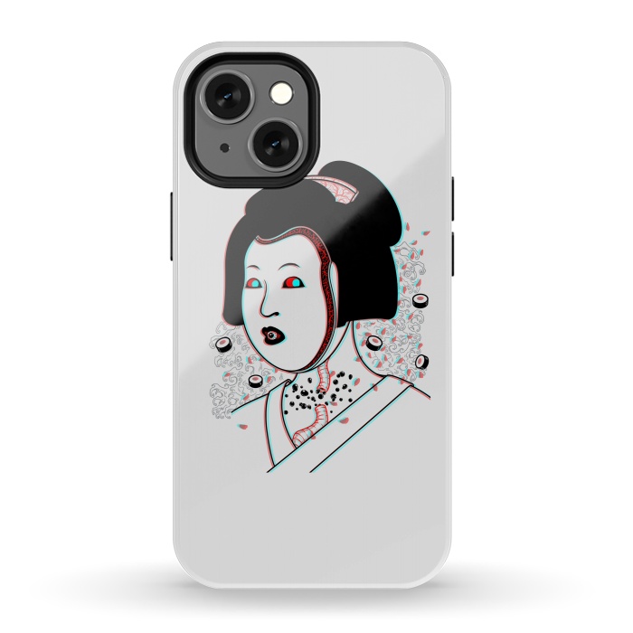 iPhone 13 mini StrongFit Psychedelic Geisha by Pigboom
