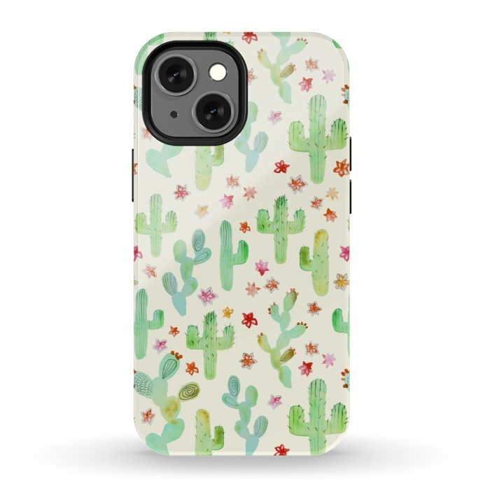 iPhone 13 mini StrongFit Watercolor Cacti by Tangerine-Tane