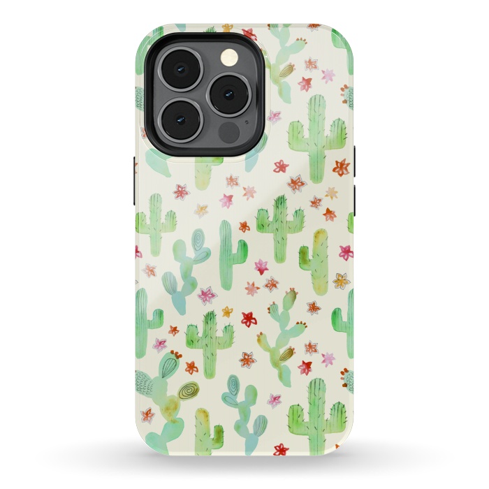 iPhone 13 pro StrongFit Watercolor Cacti by Tangerine-Tane