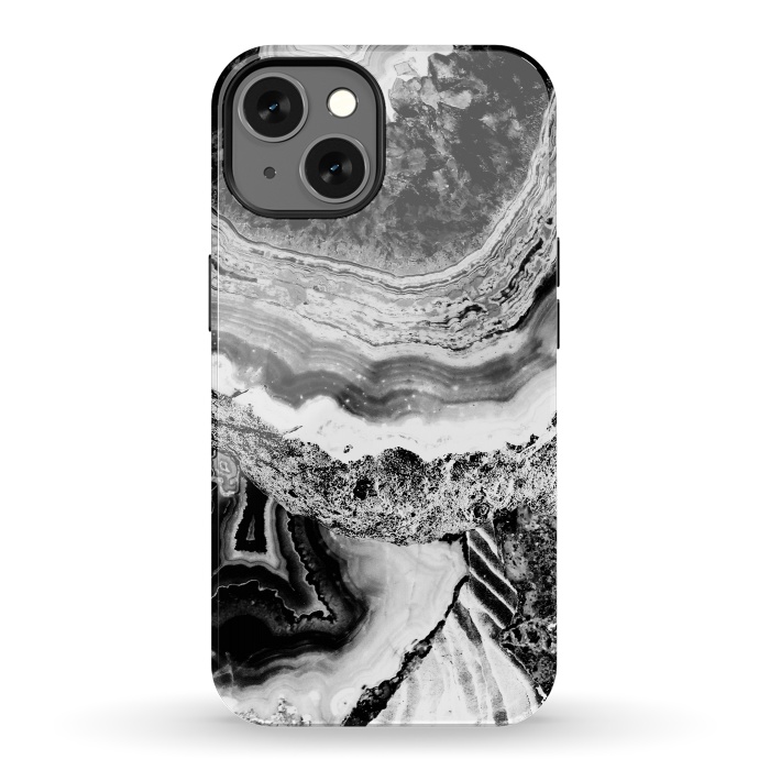 iPhone 13 StrongFit Black and white geode marble art by Oana 