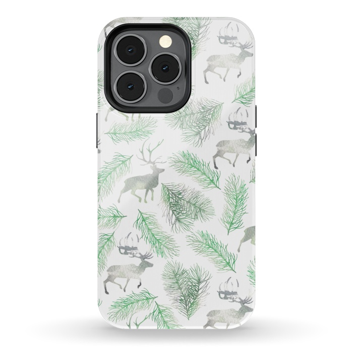 iPhone 13 pro StrongFit Deer and pine branches by Julia Badeeva