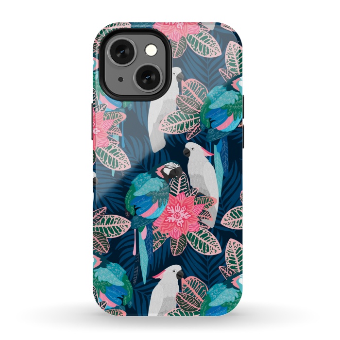 iPhone 13 mini StrongFit Tropical birds by Julia Badeeva