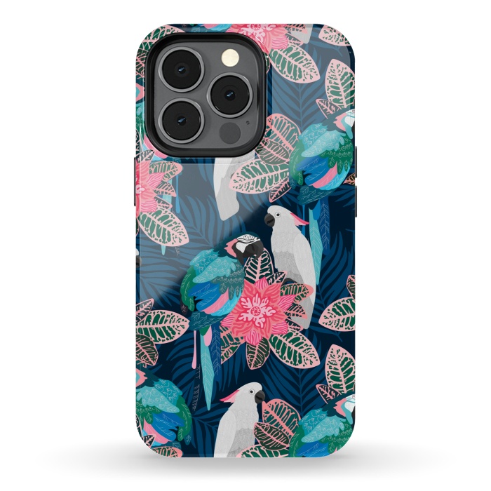 iPhone 13 pro StrongFit Tropical birds by Julia Badeeva