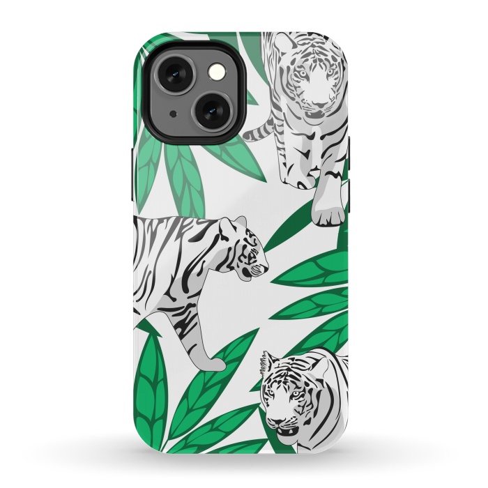 iPhone 13 mini StrongFit White tigers by Julia Badeeva