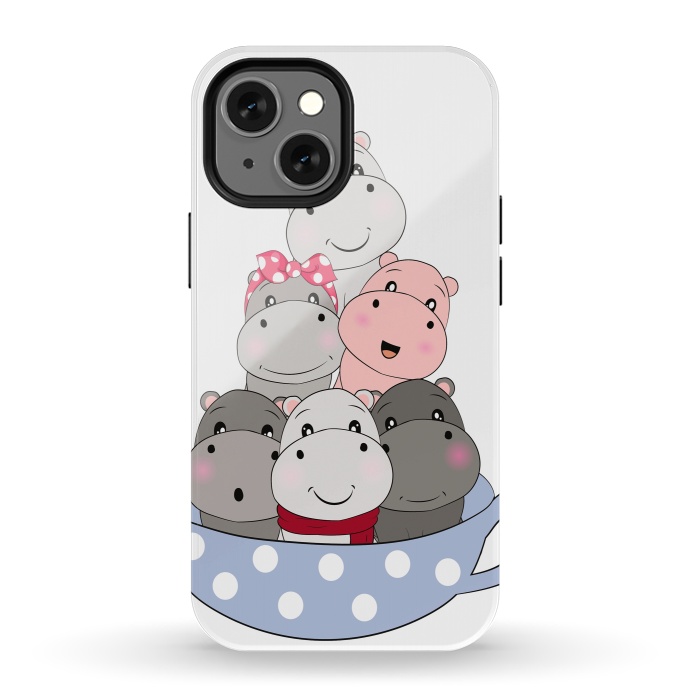 iPhone 13 mini StrongFit cute hippos by haroulita