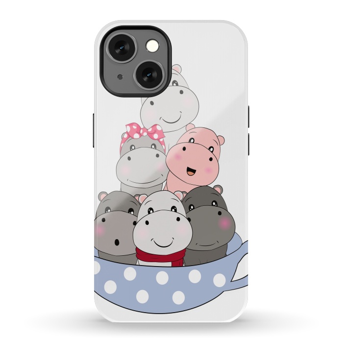 iPhone 13 StrongFit cute hippos by haroulita