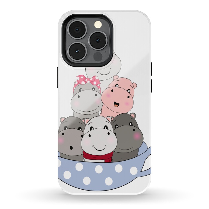 iPhone 13 pro StrongFit cute hippos by haroulita