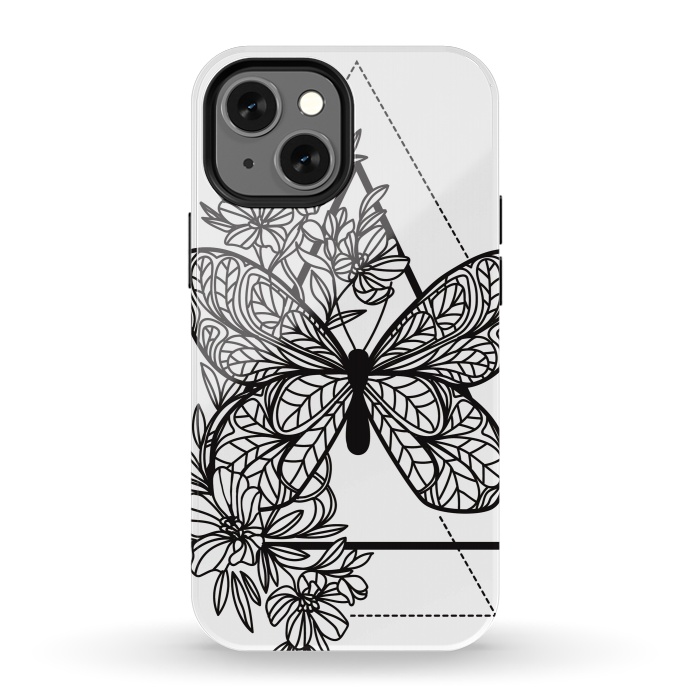 iPhone 13 mini StrongFit bw butterfly by haroulita