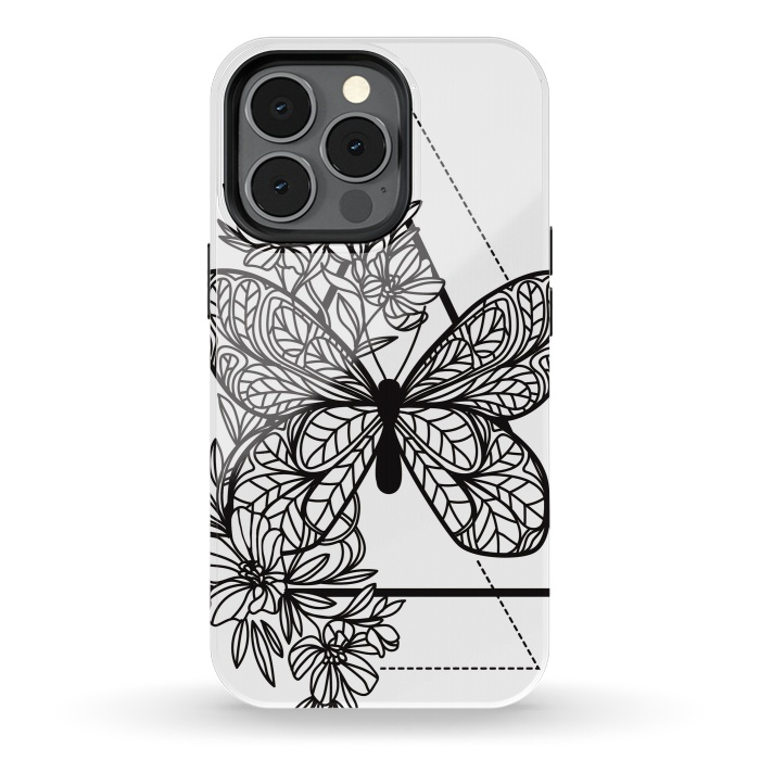iPhone 13 pro StrongFit bw butterfly by haroulita