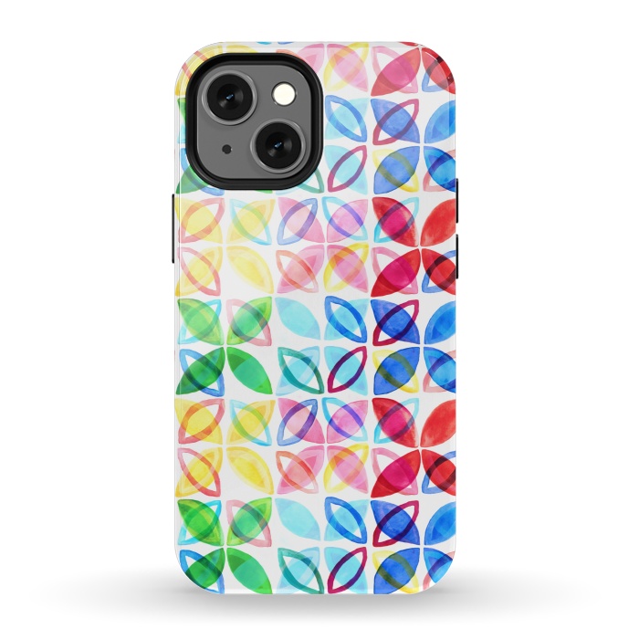 iPhone 13 mini StrongFit Rainbow Watercolor Pattern  by Tigatiga
