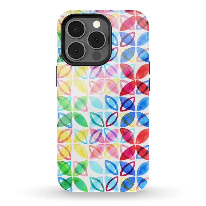iPhone 13 pro StrongFit Rainbow Watercolor Pattern  by Tigatiga