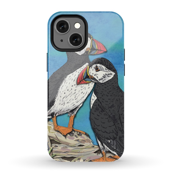 iPhone 13 mini StrongFit Puffin Perfection by Lotti Brown