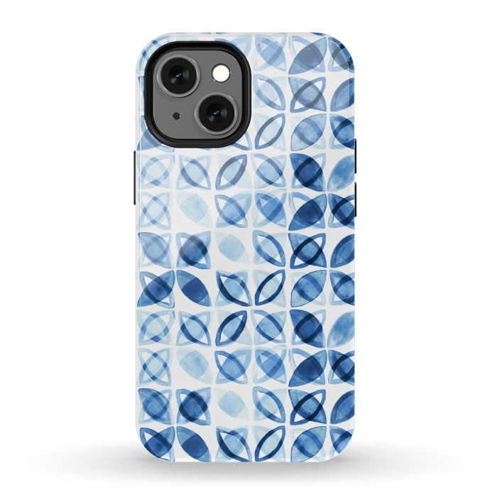 iPhone 13 mini StrongFit Blue Watercolor Pattern  by Tigatiga
