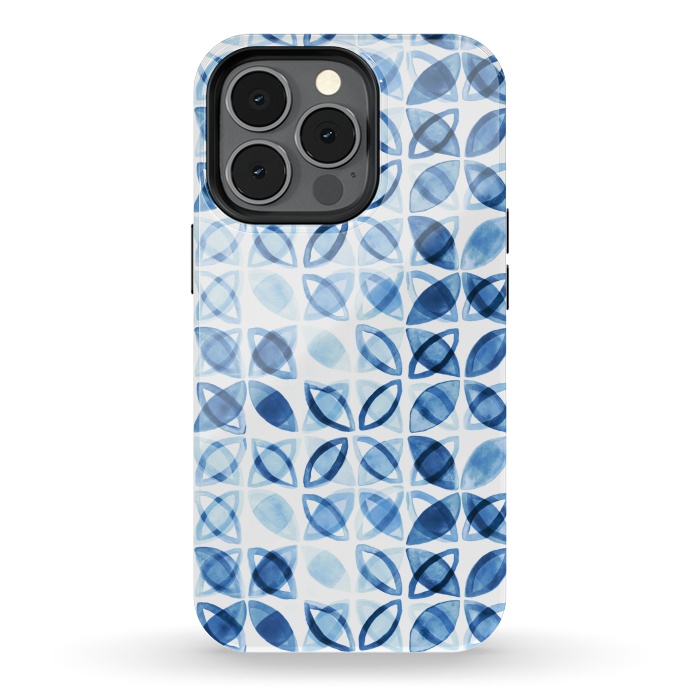 iPhone 13 pro StrongFit Blue Watercolor Pattern  by Tigatiga