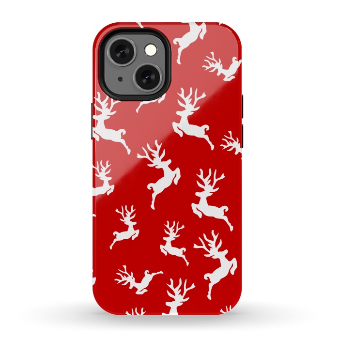 iPhone 13 mini StrongFit white christmas deer by MALLIKA