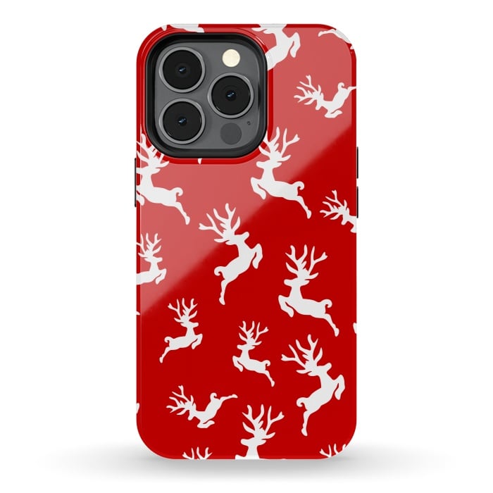 iPhone 13 pro StrongFit white christmas deer by MALLIKA