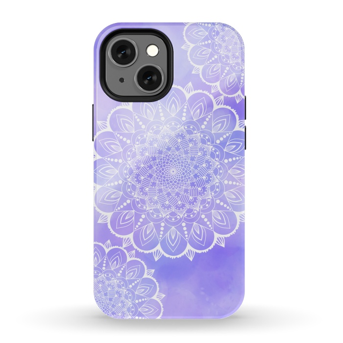 iPhone 13 mini StrongFit Purple mandala flowers by Jms