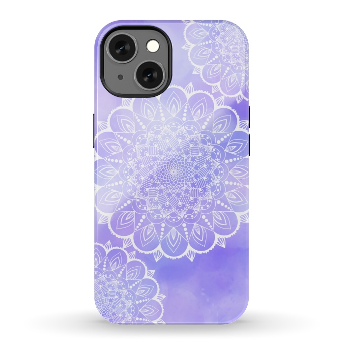 iPhone 13 StrongFit Purple mandala flowers by Jms