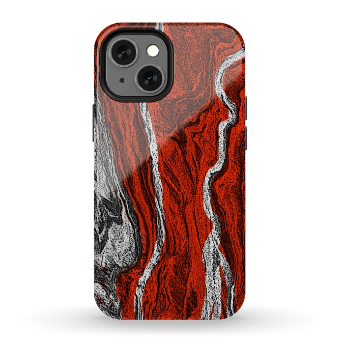 iPhone 13 mini StrongFit Red and white marble texture design by Josie