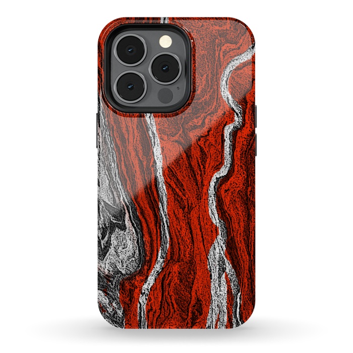 iPhone 13 pro StrongFit Red and white marble texture design by Josie
