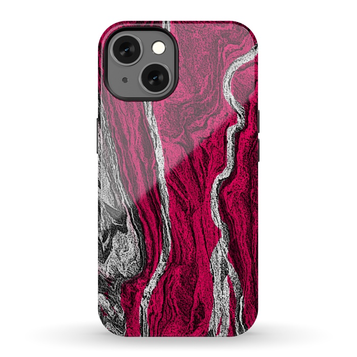 iPhone 13 StrongFit Pink and white marble textured design by Josie