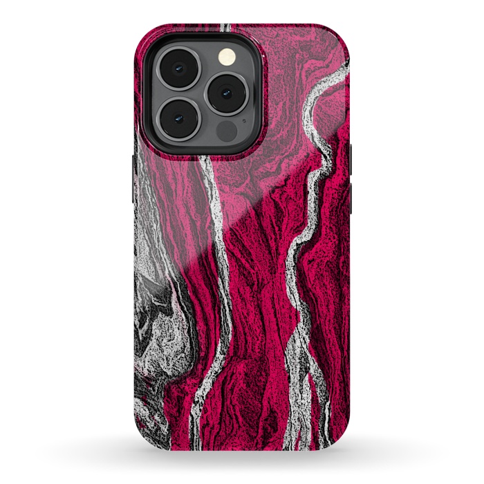 iPhone 13 pro StrongFit Pink and white marble textured design by Josie