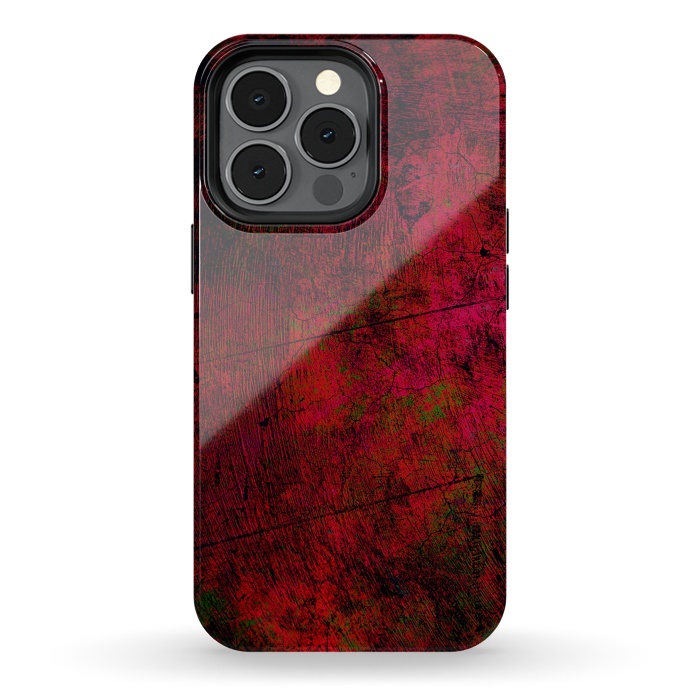 iPhone 13 pro StrongFit Red abstract grunge textured design by Josie
